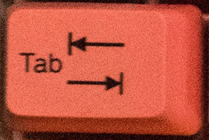 tab key on keyboard
